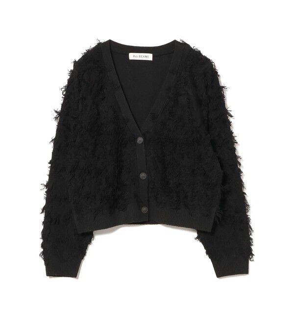 Ray BEAMS 「カット ジャカード フリンジ Vネック カーディガン」|カーディガン|