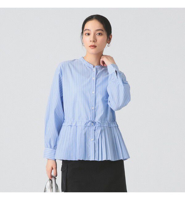 Ray BEAMS 「プリーツ キリカエ バンドカラー シャツ」|シャツ・ブラウス|BLUE_ST