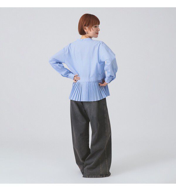 Ray BEAMS 「プリーツ キリカエ バンドカラー シャツ」|シャツ・ブラウス|