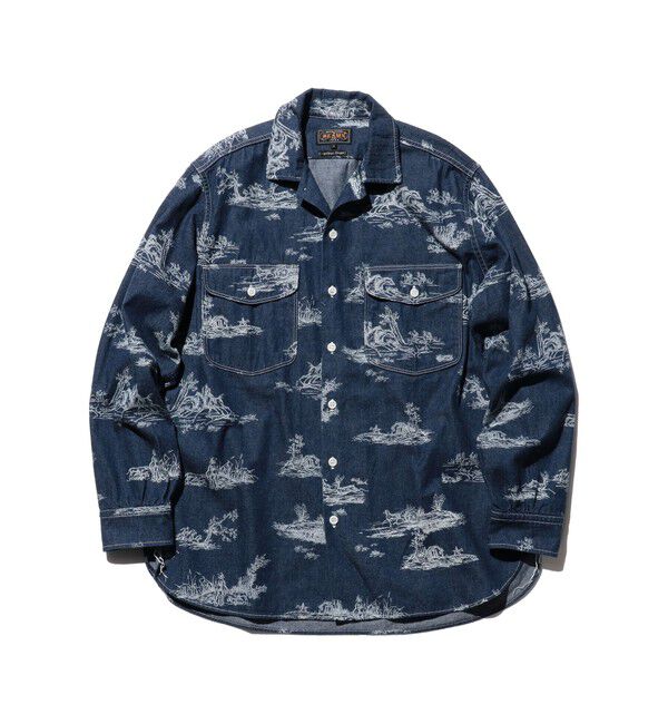 BEAMS PLUS「WORK Classic-fit Denim Discharge Jouy Print」|シャツ・ブラウス|