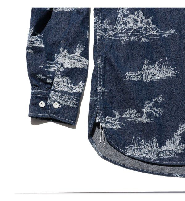 BEAMS PLUS「WORK Classic-fit Denim Discharge Jouy Print」|シャツ・ブラウス|