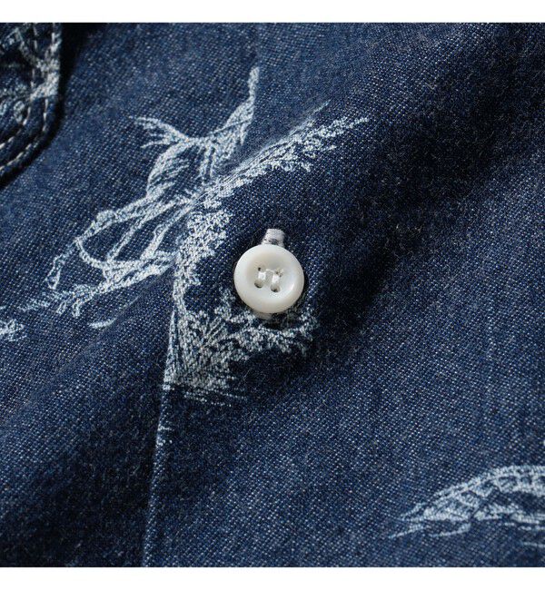 BEAMS PLUS「WORK Classic-fit Denim Discharge Jouy Print」|シャツ・ブラウス|
