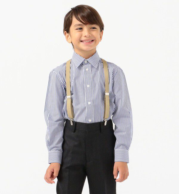 SHIPS KIDS「SHIPS KIDS:ストライプ レギュラーカラー シャツ(100～130cm)」|シャツ・ブラウス|ブルー