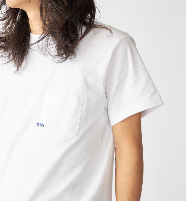 SHIPS「【WEB限定】SHIPS: マイクロ SHIPSロゴ ポケット Tシャツ」|Tシャツ・カットソー|ホワイト