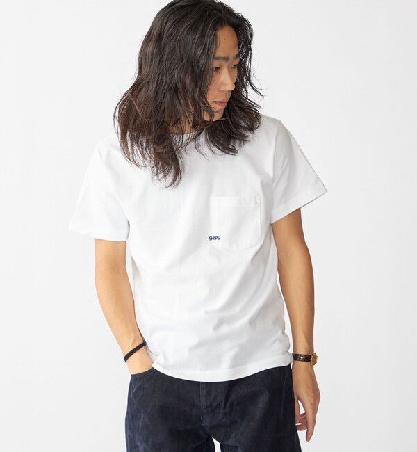 SHIPS「【WEB限定】SHIPS: マイクロ SHIPSロゴ ポケット Tシャツ」|Tシャツ・カットソー|