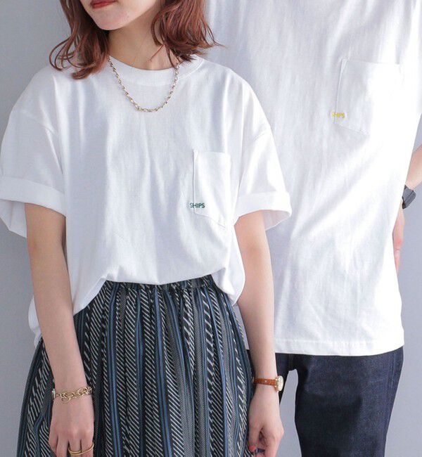 SHIPS「【WEB限定】SHIPS: マイクロ SHIPSロゴ ポケット Tシャツ」|Tシャツ・カットソー|