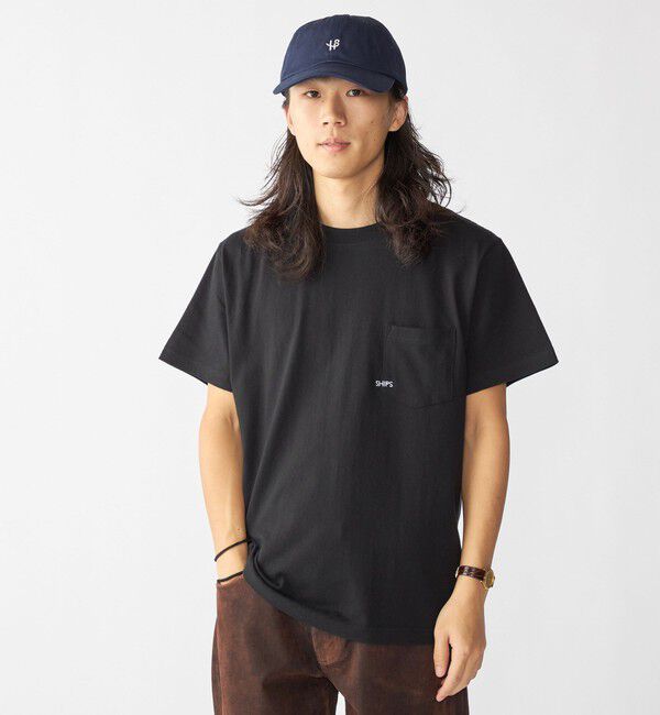 SHIPS「【WEB限定】SHIPS: マイクロ SHIPSロゴ ポケット Tシャツ」|Tシャツ・カットソー|