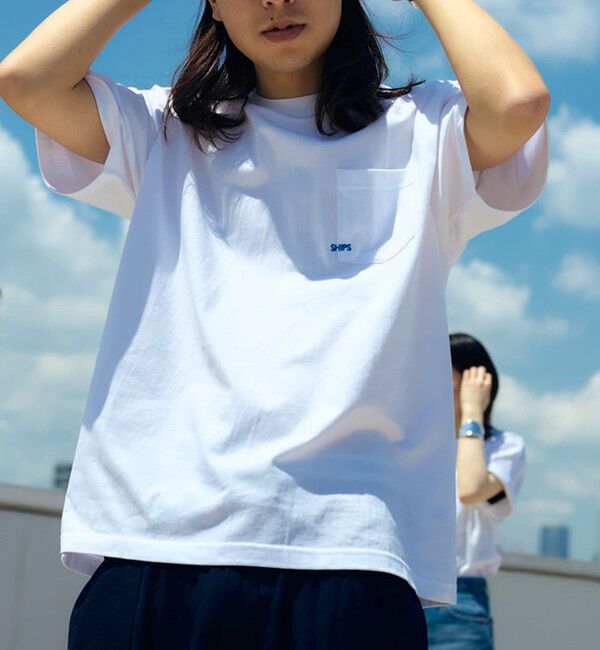 SHIPS「【WEB限定】SHIPS: マイクロ SHIPSロゴ ポケット Tシャツ」|Tシャツ・カットソー|