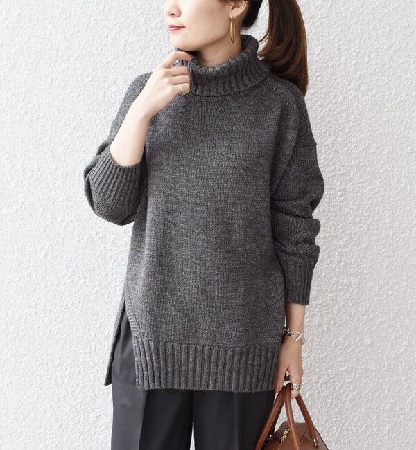 SHIPS for women「〈手洗い可能〉サイド スリット タートル プルオーバー」|ニット・セーター|