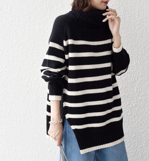 SHIPS for women「〈手洗い可能〉サイド スリット タートル プルオーバー」|ニット・セーター|