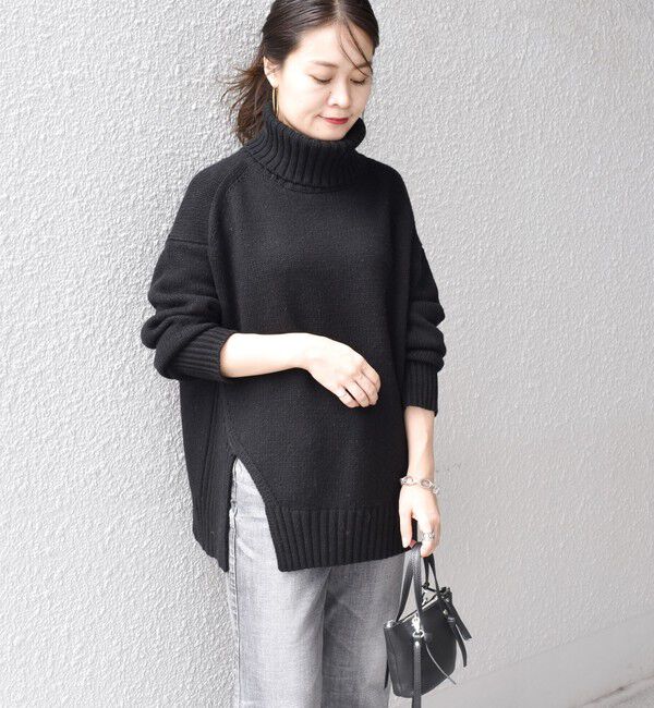 SHIPS for women「〈手洗い可能〉サイド スリット タートル プルオーバー」|ニット・セーター|
