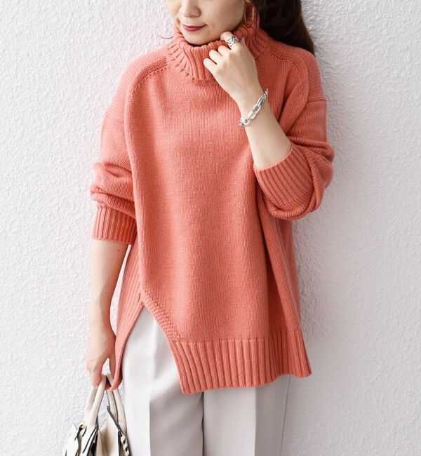 SHIPS for women「〈手洗い可能〉サイド スリット タートル プルオーバー」|ニット・セーター|
