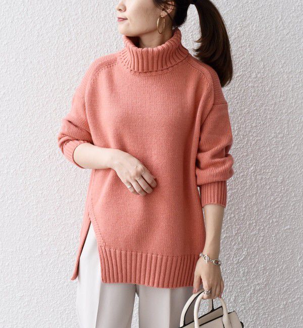 SHIPS for women「〈手洗い可能〉サイド スリット タートル プルオーバー」|ニット・セーター|