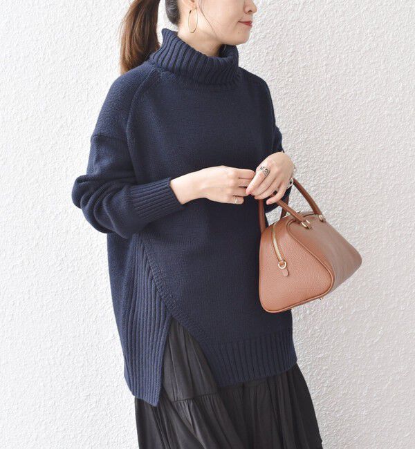 SHIPS for women「〈手洗い可能〉サイド スリット タートル プルオーバー」|ニット・セーター|