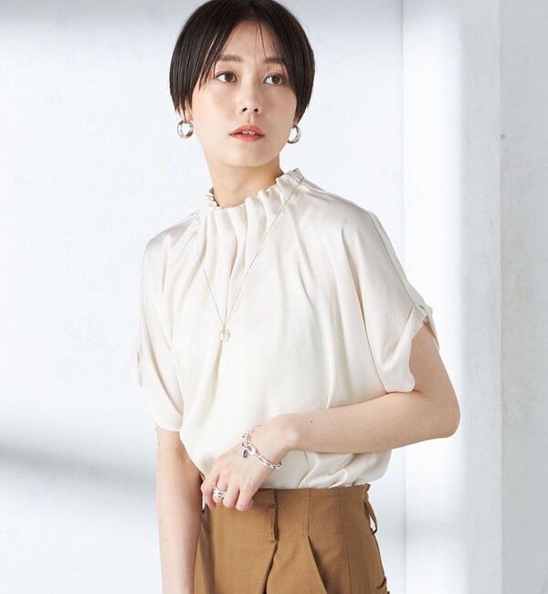 SHIPS for women「〈手洗い可能〉ネック ギャザー ソリッド ブラウス 」|シャツ・ブラウス|