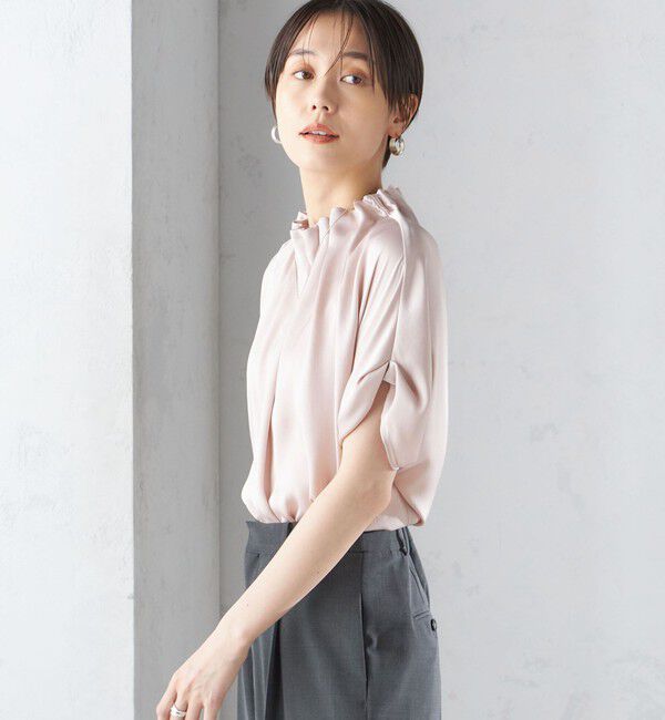 SHIPS for women「〈手洗い可能〉ネック ギャザー ソリッド ブラウス 」|シャツ・ブラウス|