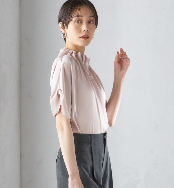 SHIPS for women「〈手洗い可能〉ネック ギャザー ソリッド ブラウス 」|シャツ・ブラウス|