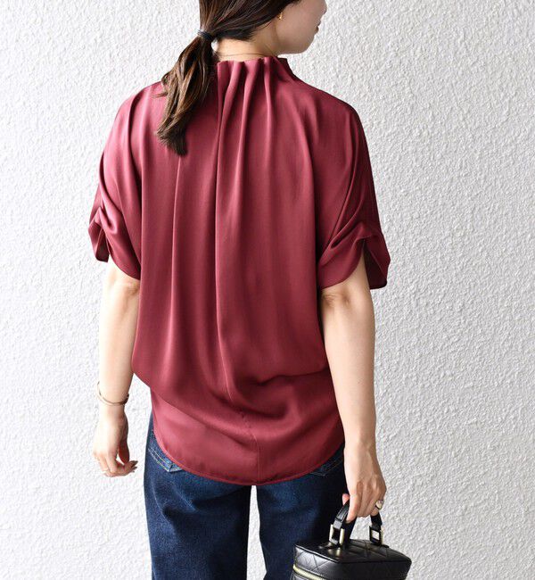 SHIPS for women「〈手洗い可能〉ネック ギャザー ソリッド ブラウス 」|シャツ・ブラウス|