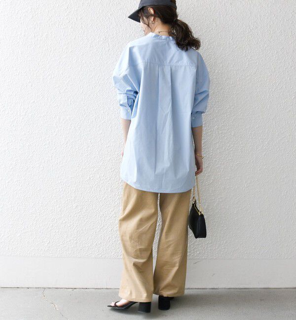 SHIPS any「《一部追加予約》SHIPS any:〈洗濯機可能〉REPREVE バンド カラー シャツ」|シャツ・ブラウス|