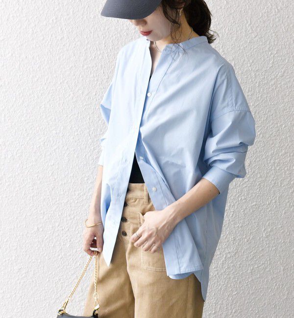 SHIPS any「《一部追加予約》SHIPS any:〈洗濯機可能〉REPREVE バンド カラー シャツ」|シャツ・ブラウス|