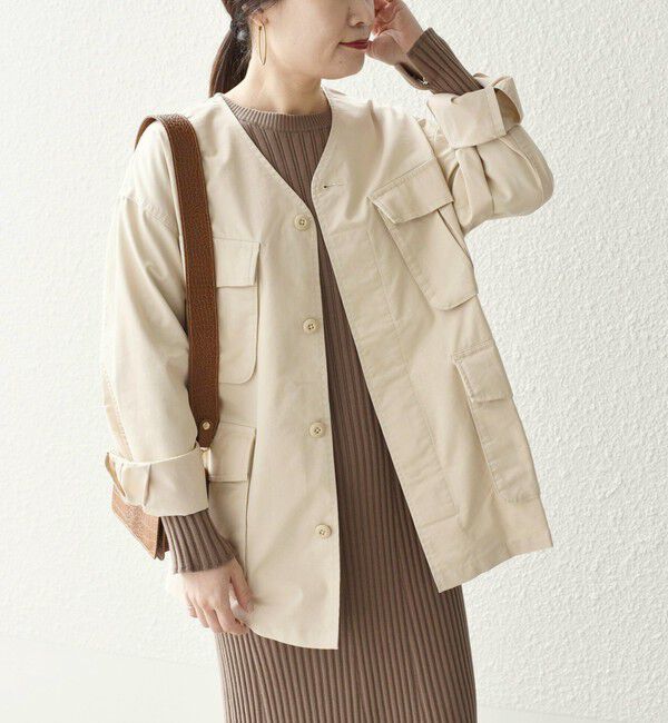 SHIPS for women「*【SHIPS別注】〈手洗い可能〉GOLDENMILLS ファティーグジャケット◇」|ミリタリージャケット|ベージュ