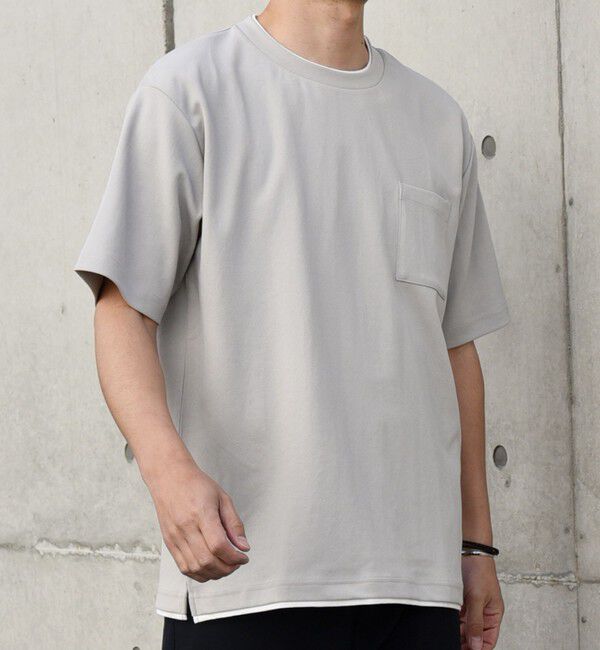 SHIPS any「SHIPS any: 〈吸水・速乾・ストレッチ〉 フェイク レイヤード Tシャツ 24SS◇」|Tシャツ・カットソー|ベージュ