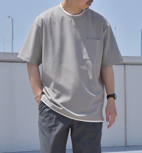 SHIPS any「SHIPS any: 〈吸水・速乾・ストレッチ〉 フェイク レイヤード Tシャツ 24SS◇」|Tシャツ・カットソー|キャメル