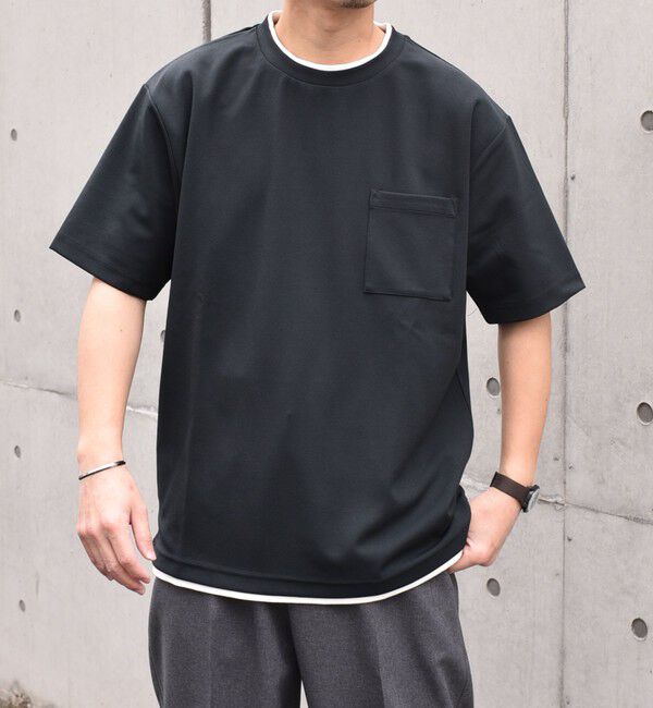 SHIPS any「SHIPS any: 〈吸水・速乾・ストレッチ〉 フェイク レイヤード Tシャツ 24SS◇」|Tシャツ・カットソー|オリーブ