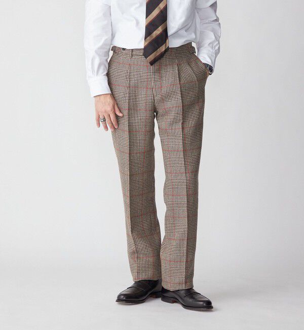 SHIPS「SHIPS: ラグジュアリー グレンチェック ツープリーツ パンツ」|チノ|