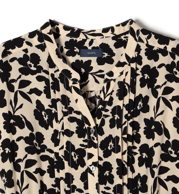 SHIPS for women「【WEB限定】〈洗濯機可能〉ドット 花柄 サイド プリーツ フレンチスリーブ ワンピース」|ワンピース|