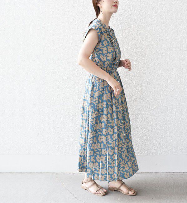 SHIPS for women「【WEB限定】〈洗濯機可能〉ドット 花柄 サイド プリーツ フレンチスリーブ ワンピース」|ワンピース|