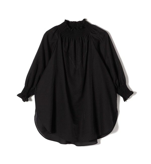 SHIPS for women「〈洗濯機可能〉シアー シャーリング ネック 5分袖 ブラウス」|シャツ・ブラウス|