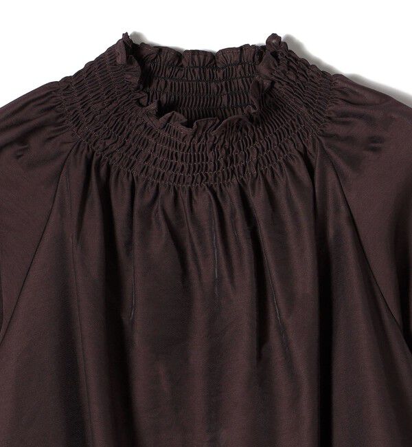 SHIPS for women「〈洗濯機可能〉シアー シャーリング ネック 5分袖 ブラウス」|シャツ・ブラウス|