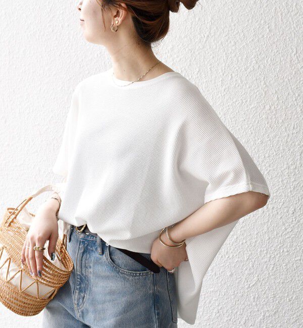 SHIPS any「【WEB限定】SHIPS any:〈洗濯機可能〉ワッフル ワイド TEE」|Tシャツ・カットソー|