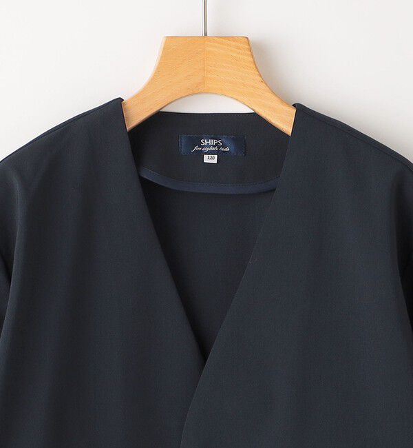 SHIPS KIDS「SHIPS KIDS:145～160cm /〈多機能〉ネイビー ノーラペル ジャケット」|ノーカラージャケット|