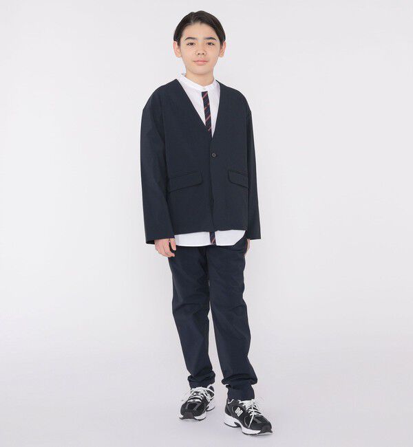 SHIPS KIDS「SHIPS KIDS:145～160cm /〈多機能〉ネイビー ノーラペル ジャケット」|ノーカラージャケット|