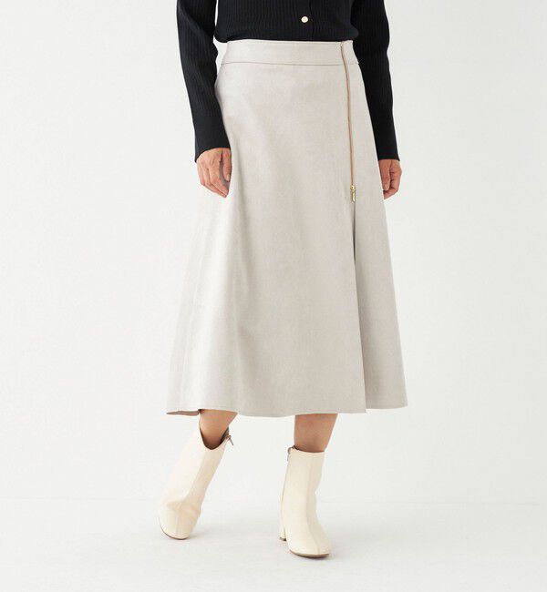 SHIPS Colors 「SHIPS Colors:〈手洗い可能〉フェイクスエード サイドジップ フレアスカート」|スカート|ベージュ