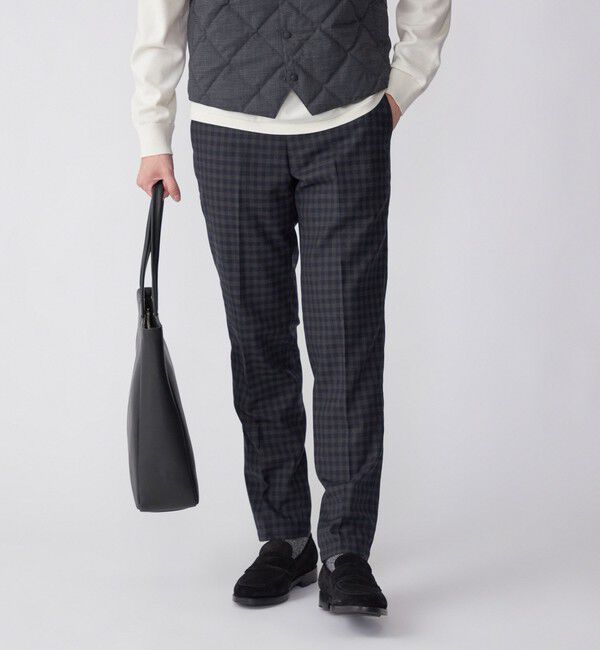 SHIPS「SHIPS: サキソニー ソロテックス ノープリーツ パンツ」|チノ|ダークブルー