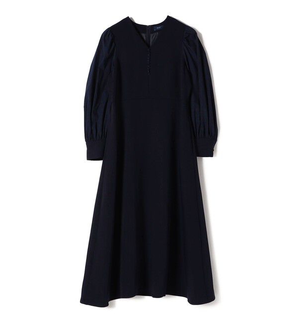 SHIPS for women「〈手洗い可能〉異素材 コンビ フロント ボタン ワンピース ◇」|ワンピース|