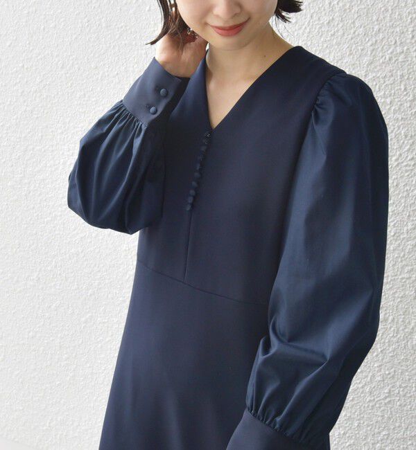 SHIPS for women「〈手洗い可能〉異素材 コンビ フロント ボタン ワンピース ◇」|ワンピース|