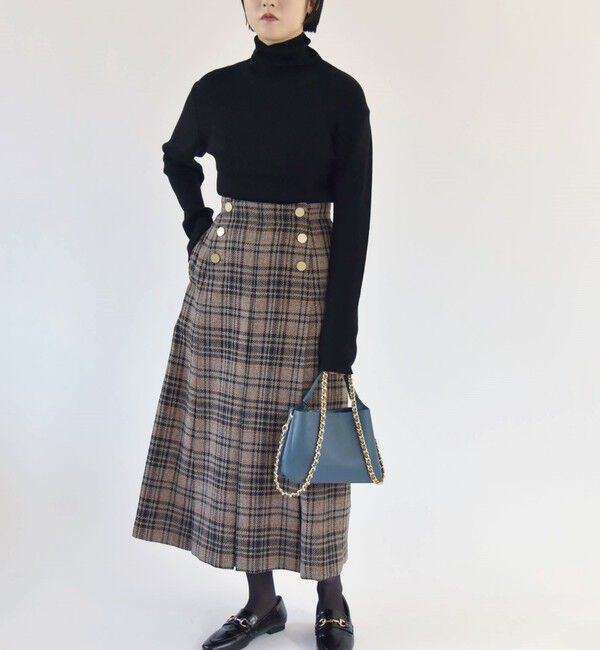 quaranciel「quaranciel:〈手洗い可能〉チェック ソリッド ボタン スカート」|スカート|