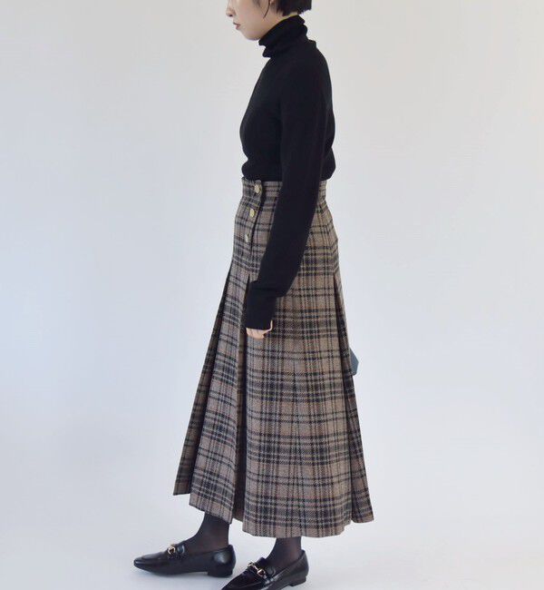 quaranciel「quaranciel:〈手洗い可能〉チェック ソリッド ボタン スカート」|スカート|