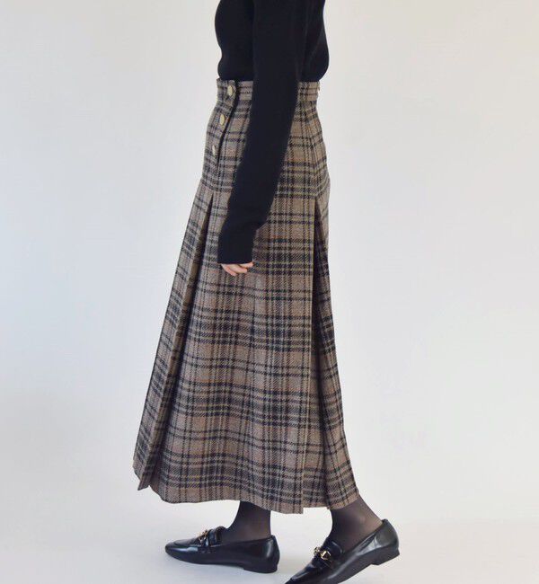 quaranciel「quaranciel:〈手洗い可能〉チェック ソリッド ボタン スカート」|スカート|