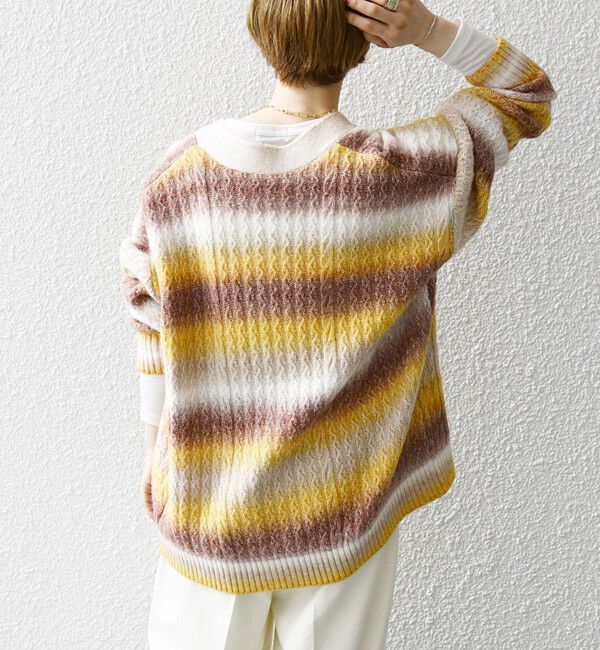 SHIPS any「SHIPS any:〈手洗い可能〉グラデーション ケーブル Vネック カーディガン」|カーディガン|