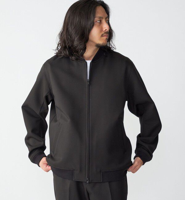 SHIPS「SHIPS: 〈セットアップ対応〉ダウンファブリック MA-1 ジャケット 〈デニム/無地〉」|ブルゾン・スタジャン|ブラック