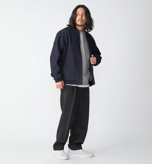 SHIPS「SHIPS: 〈セットアップ対応〉ダウンファブリック MA-1 ジャケット 〈デニム/無地〉」|ブルゾン・スタジャン|