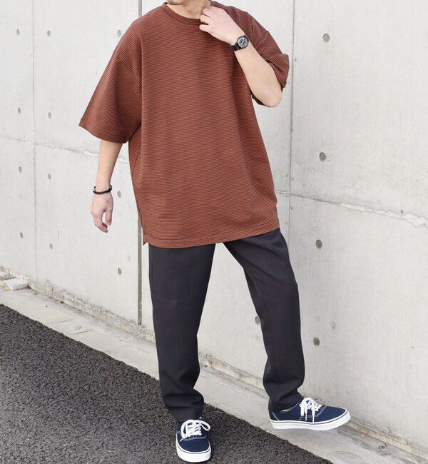 SHIPS any「SHIPS any: マイクロボーダー ミニ裏毛 ライト スウェット ライク Tシャツ◇」|Tシャツ・カットソー|