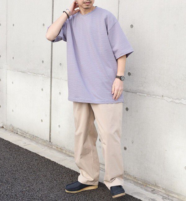 SHIPS any「SHIPS any: マイクロボーダー ミニ裏毛 ライト スウェット ライク Tシャツ◇」|Tシャツ・カットソー|