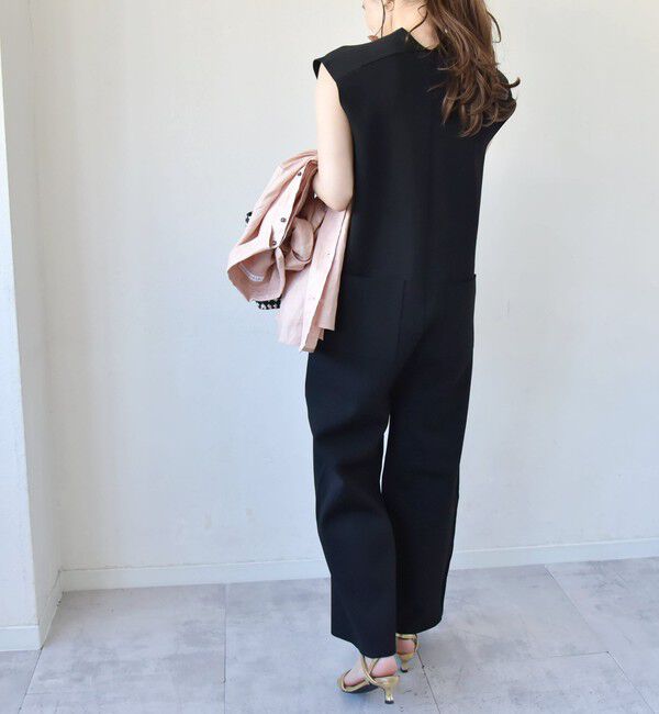 quaranciel「quaranciel:〈手洗い可能〉ディープVネック ニット オールインワン」|オールインワン|