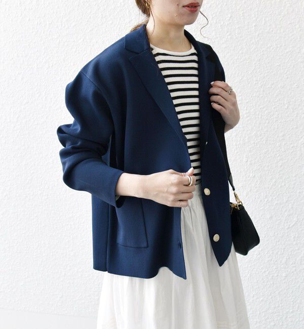 SHIPS any「【WEB限定】SHIPS any:〈手洗い可能〉テーラード ニット カーディガン ジャケット」|テーラードジャケット|